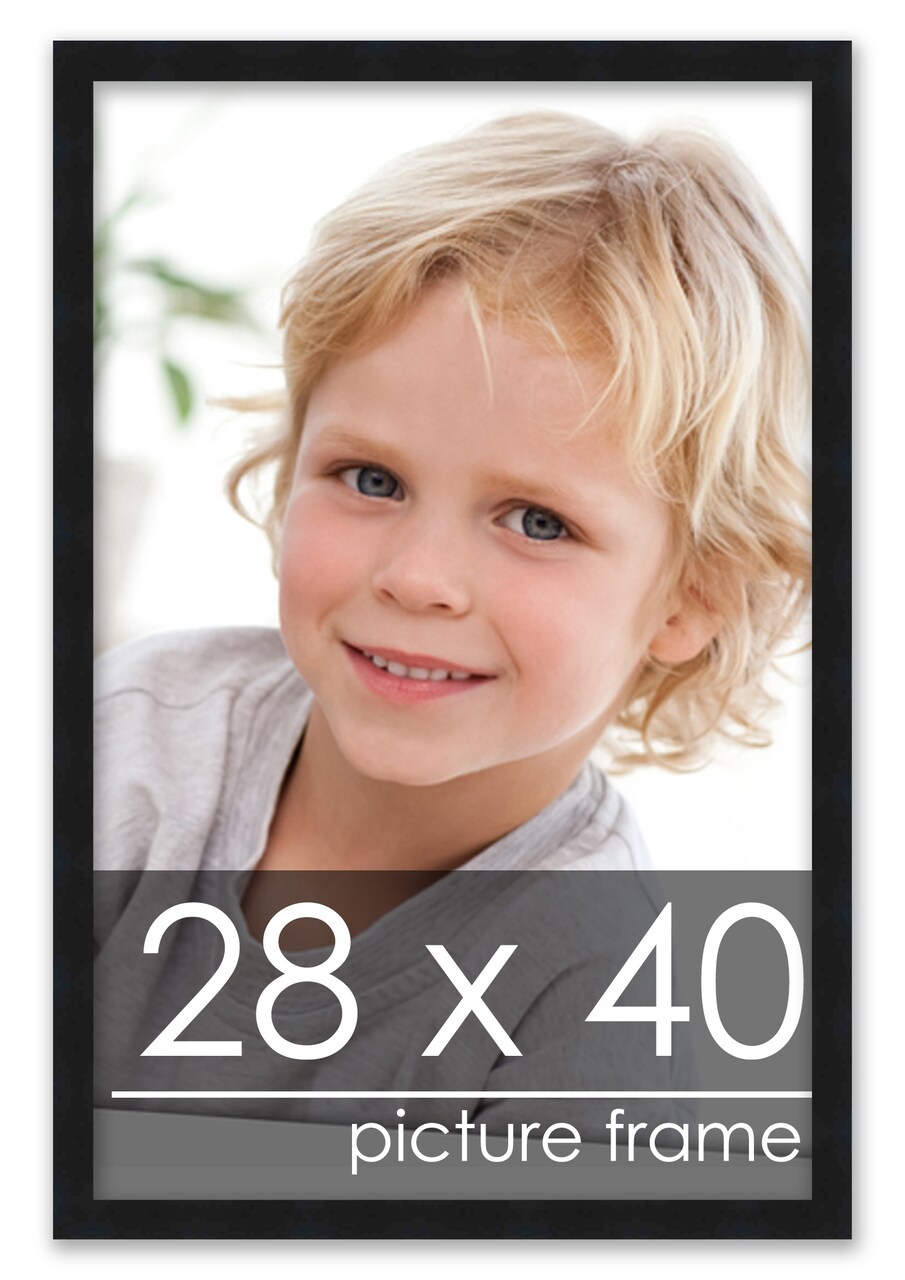 28x40 Modernist Black Picture Frame - UV Acrylic, Foam Board Backing, Hanging Hardware